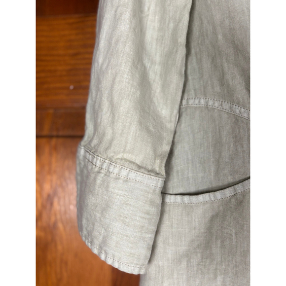 Soft Surroundings Eza Jacket Linen Notch Collar Button Front 3/4 Sleeve Cream L - Picture 3 of 7